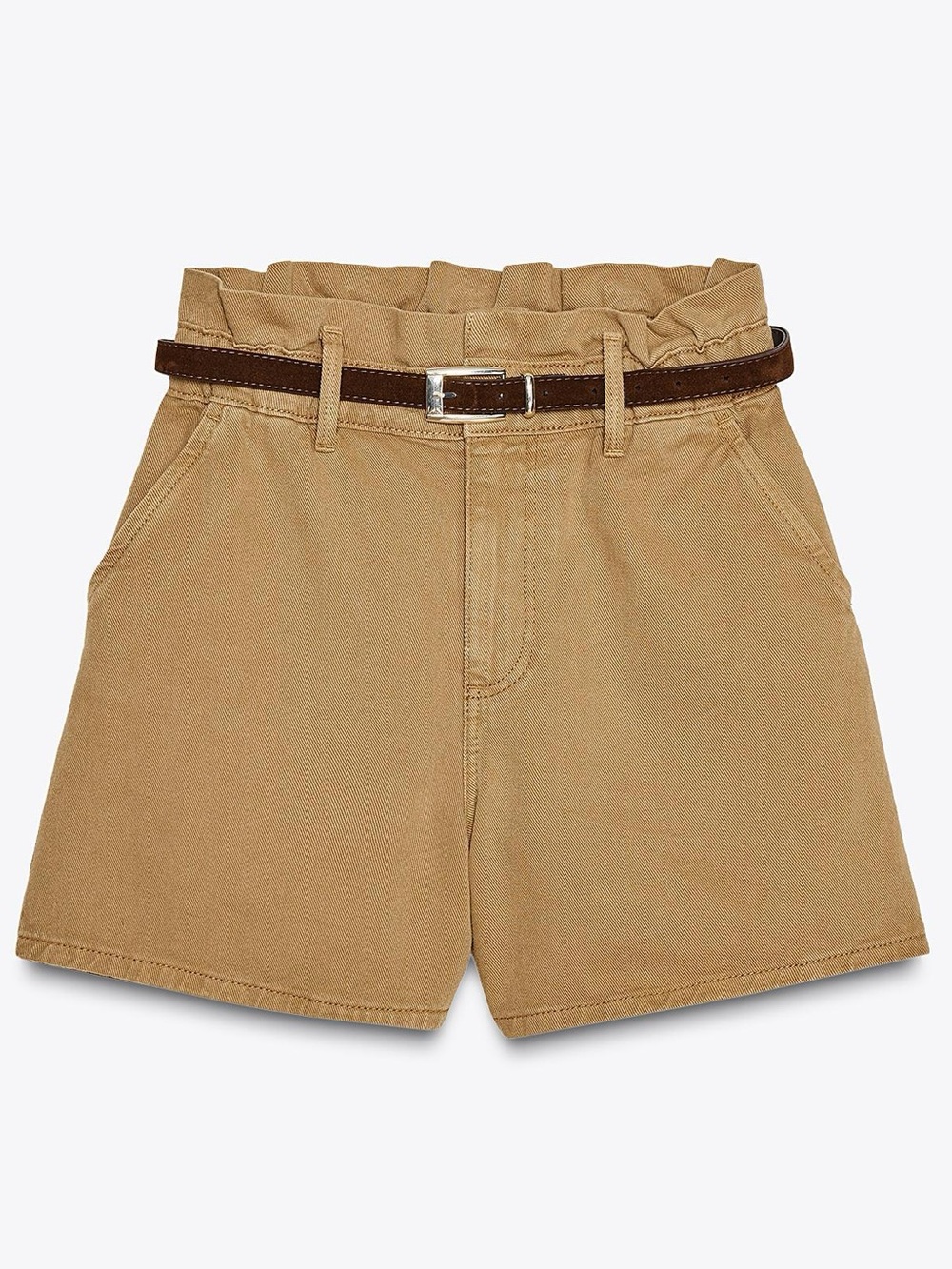 Zara Paper Bag Khaki Shorts